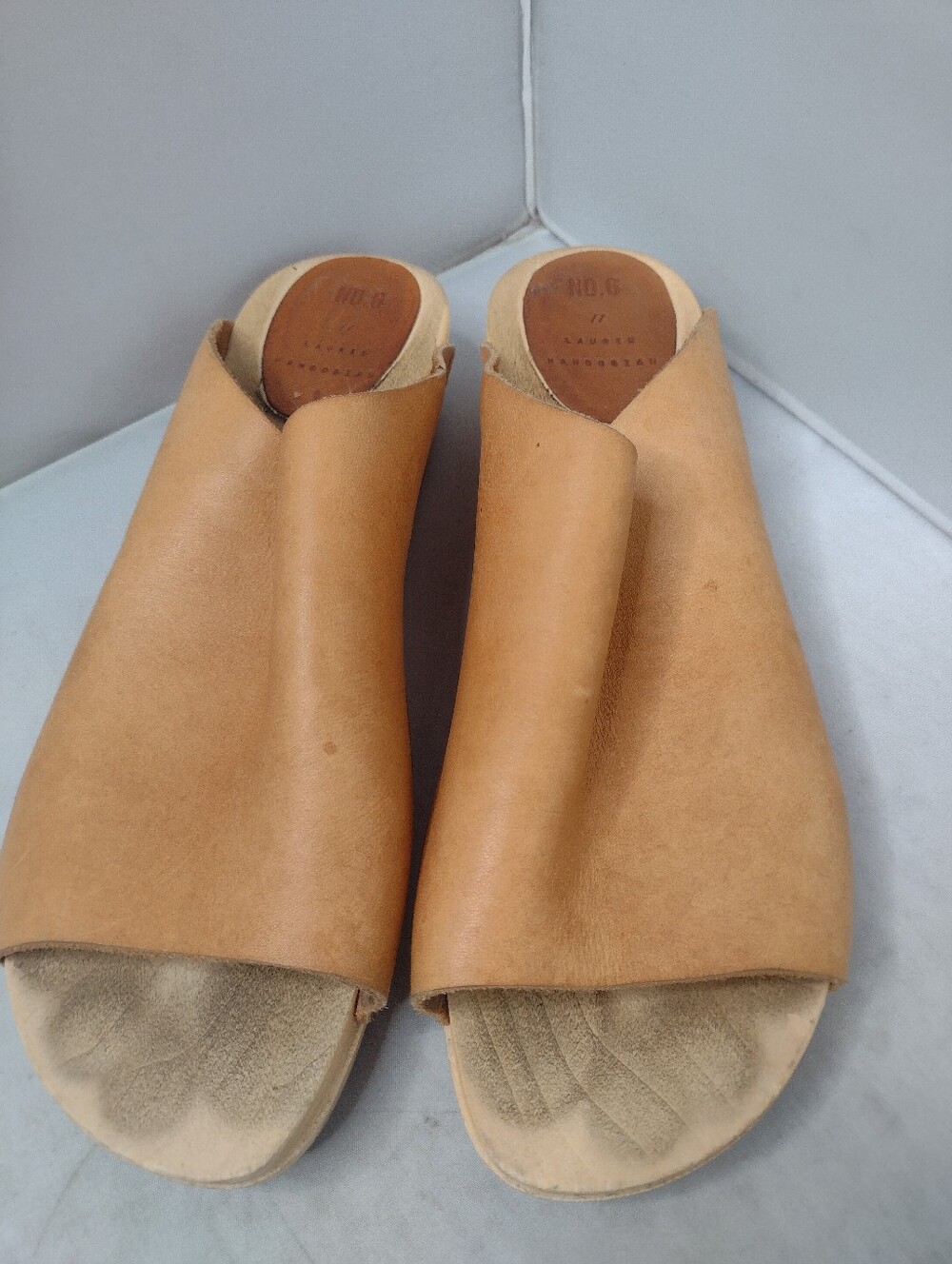 Lauren Manoogian No 6 Leather Womens Eu 39 Sandals Slides Wood Mules Clogs MM